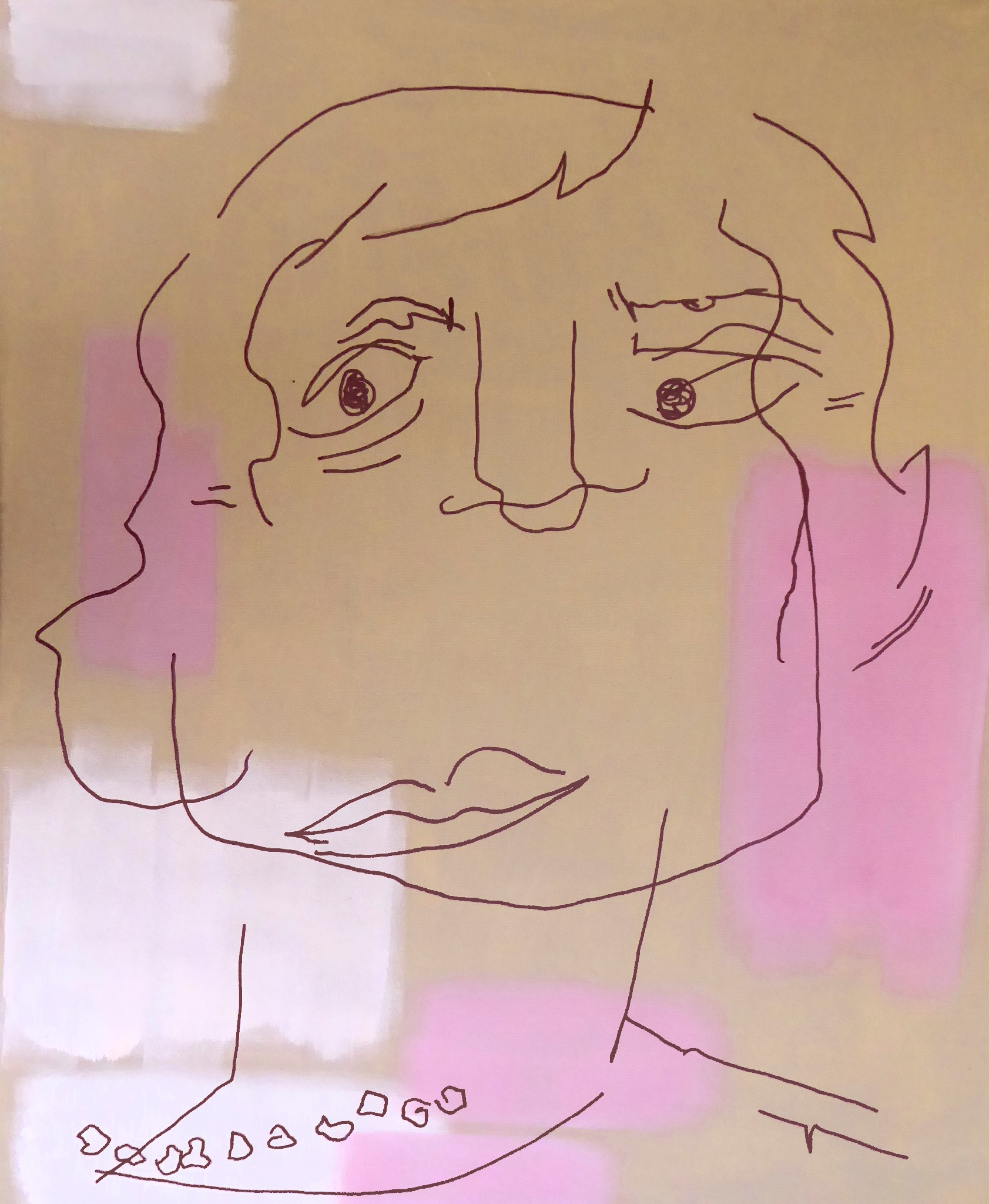 Dessin au trait d'un visage féminin par Grâce Pégéron